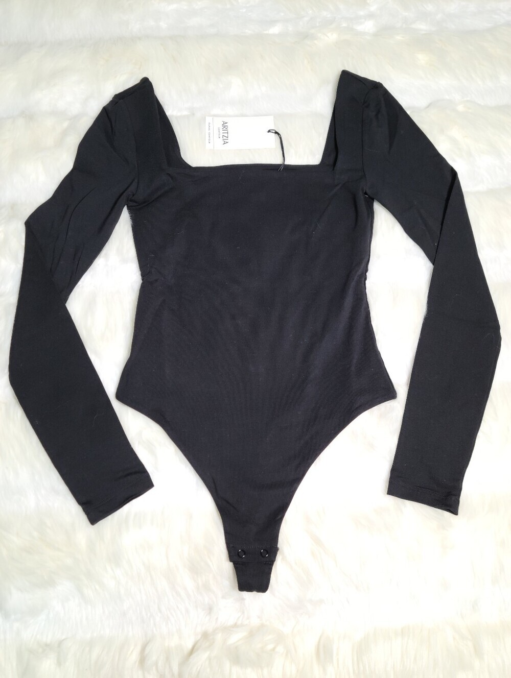 Aritzia Contour Squareneck Longsleeve Bodysuit Black Women X-Small NEW